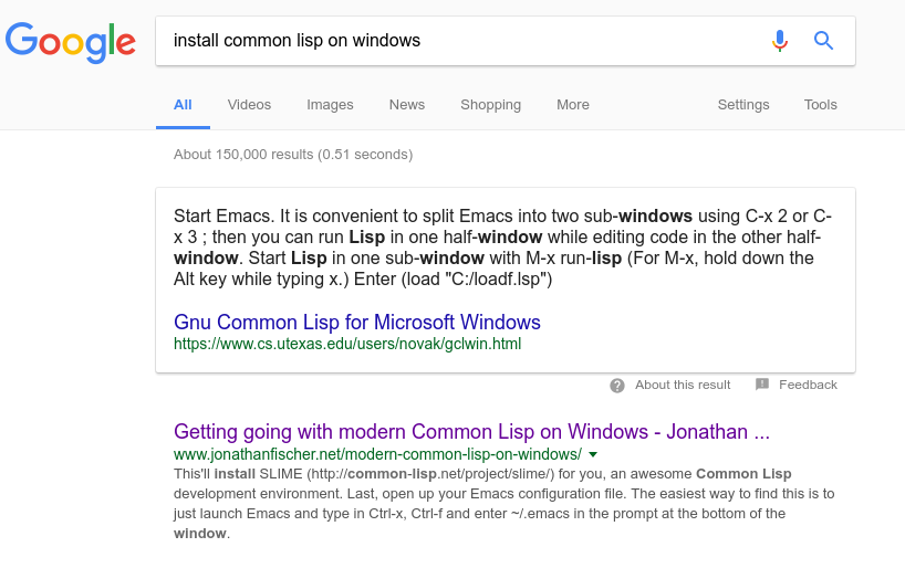 install common lisp on windows